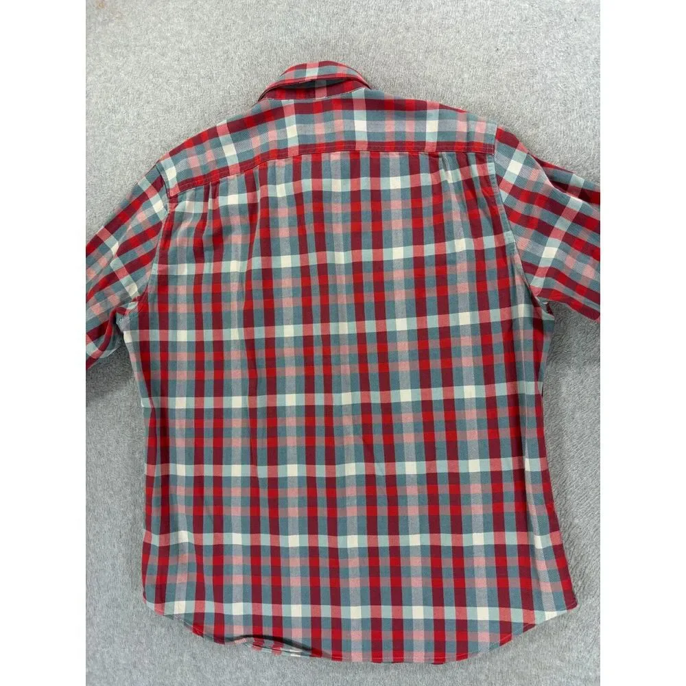J Crew Heavyweight Plaid Flannel Long Sleeve Button Down Shirt (Men's XL) Red‎